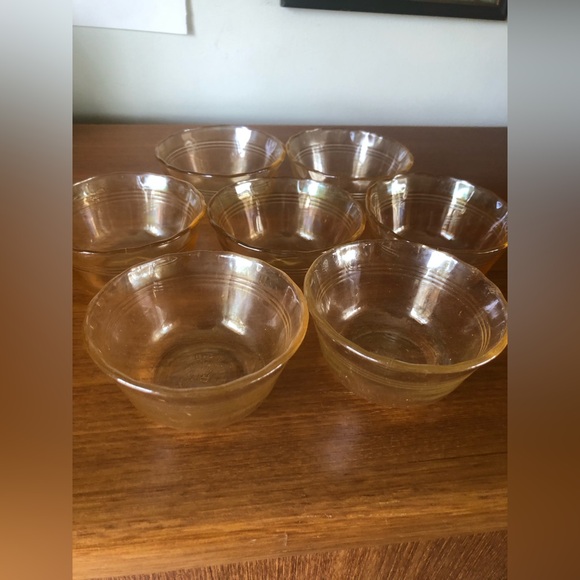 Set of 7 Corning Pyrex Fireside #463 Amber Custard Cups 6 OZ Scallop Edge 175ML - Picture 4 of 12